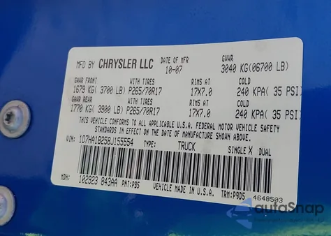 2008 Dodge Ram 1500 St/Sxt z USA, uszkodzony, nr VIN 1D7HA18258J155554